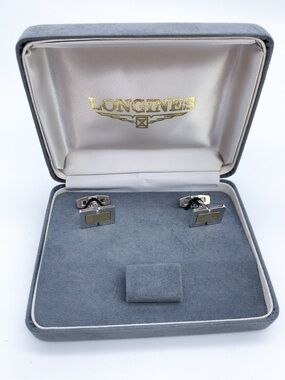 Longines Silver and Gold Rectangular Men's Cufflinks